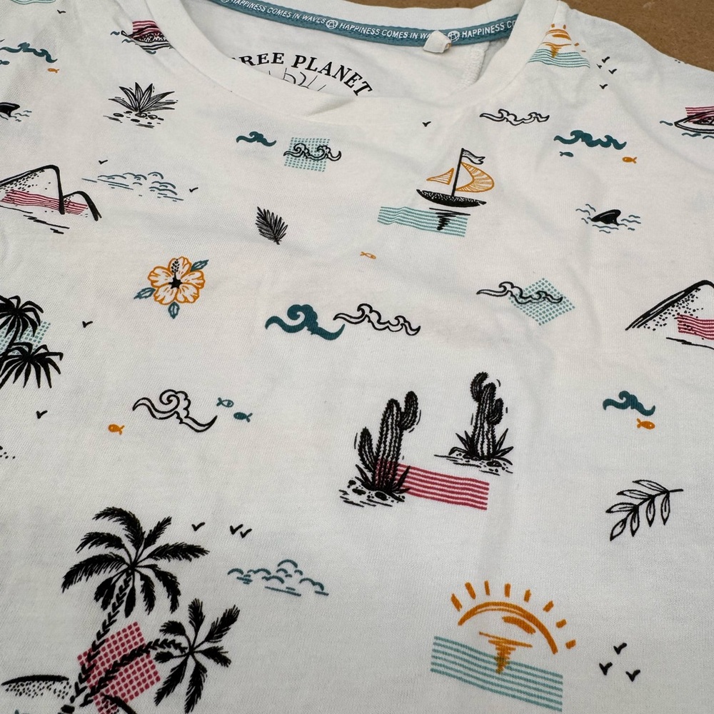 Free Planet White Nautical Print Men's Tee